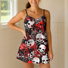 Gothic Grunge Spirit Skull Short Cami Dresss