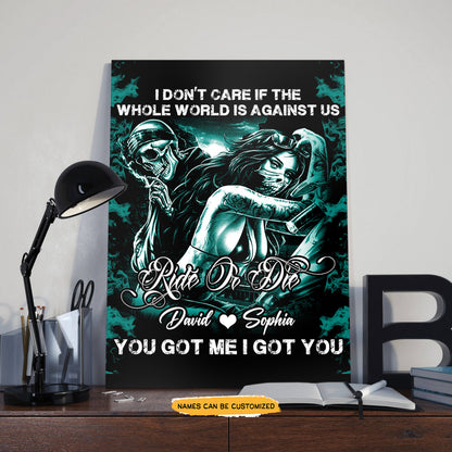 You Got Me Drive - Custom Personalized Names Gothic Skull And Roses Canvas
