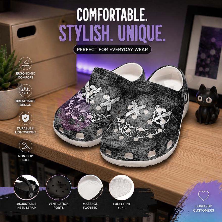 Wonder Skull Lightweight Clog Sandals are designed for all-day comfort. Featuring breathable ventilation holes, a cushioned footbed, and a pivoting heel strap, these versatile unisex clogs are perfect for use at home, outdoors, or at work — whatever your profession may be.