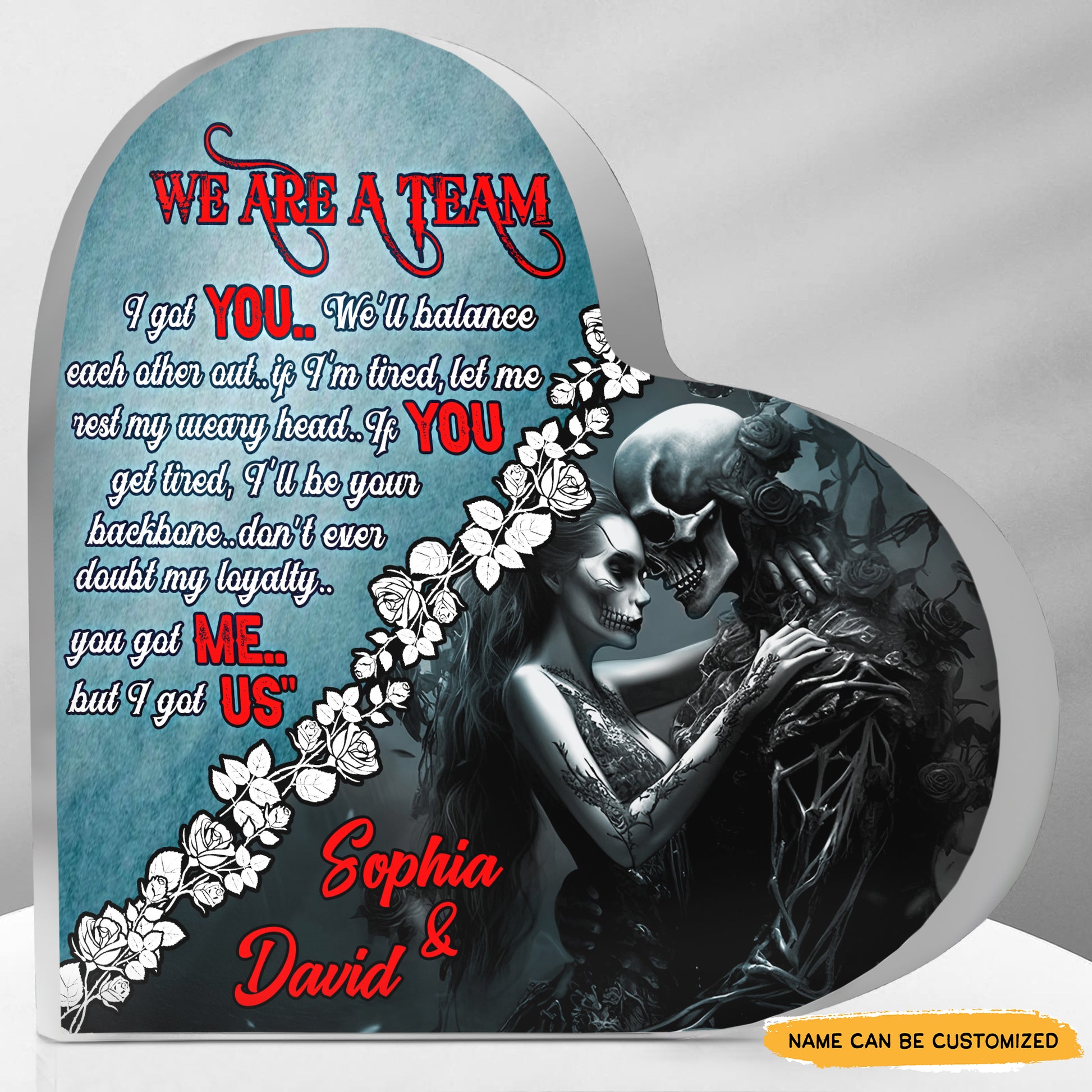 Better Than Rose - Customized Skull Couple Crystal Heart Anniversary Gifts