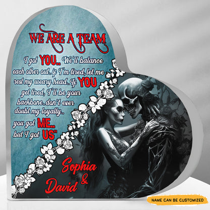 Better Than Rose - Customized Skull Couple Crystal Heart Anniversary Gifts