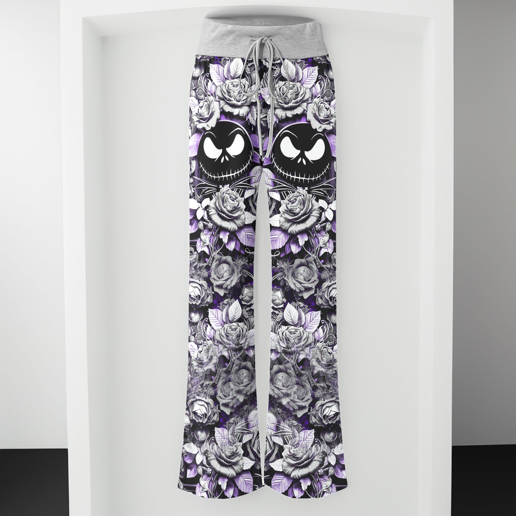Violet Curse Gothic Skull Women's High-waisted Wide Leg Pants