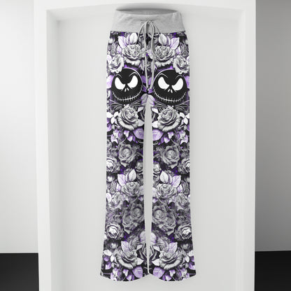Violet Curse Gothic Skull Women's High-waisted Wide Leg Pants