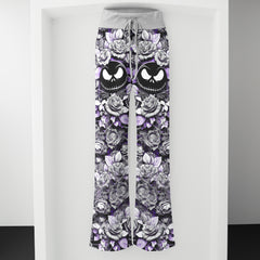 Violet Curse Gothic Skull Women's High-waisted Wide Leg Pants