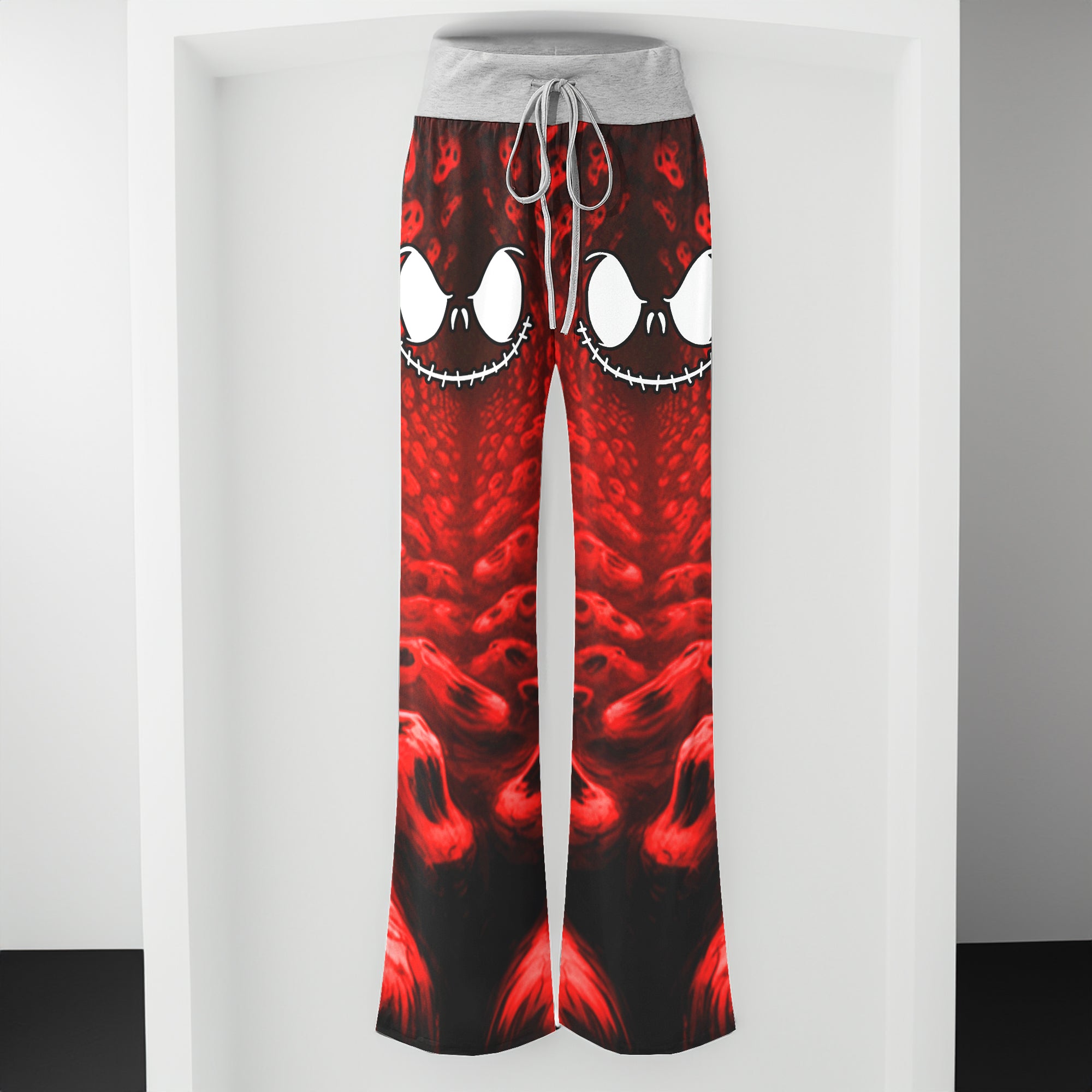 Infinite Red Skull Art Women's High-waisted Wide Leg Pants