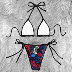 Dark Romance Floral Skull Micro Triangle Bikini Swimsuit
