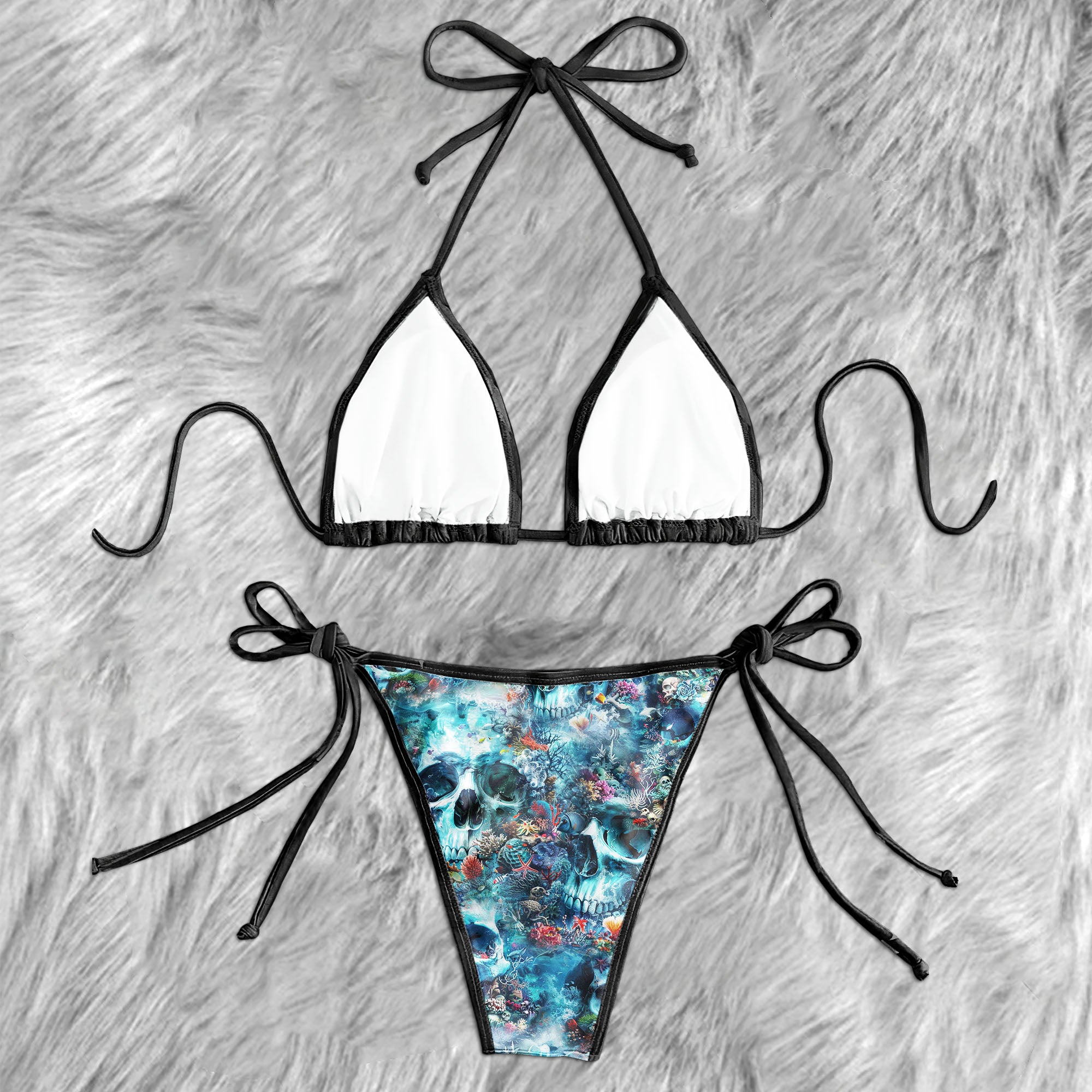 Ocean Skull Pattern Micro Triangle Bikini Swimsuit - Wonder Skull