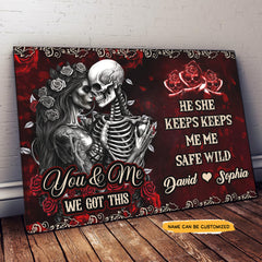 We Keep - Custom Personalized Names Gothic Skull And Roses Canvas