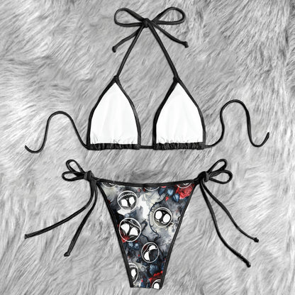 Smile Roses Pattern Micro Triangle Bikini Swimsuit