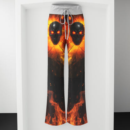 Chained Fury Skull Women's High-waisted Wide Leg Pants