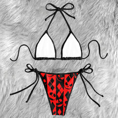 Diamond Stitch Skeleton Micro Triangle Bikini Swimsuit
