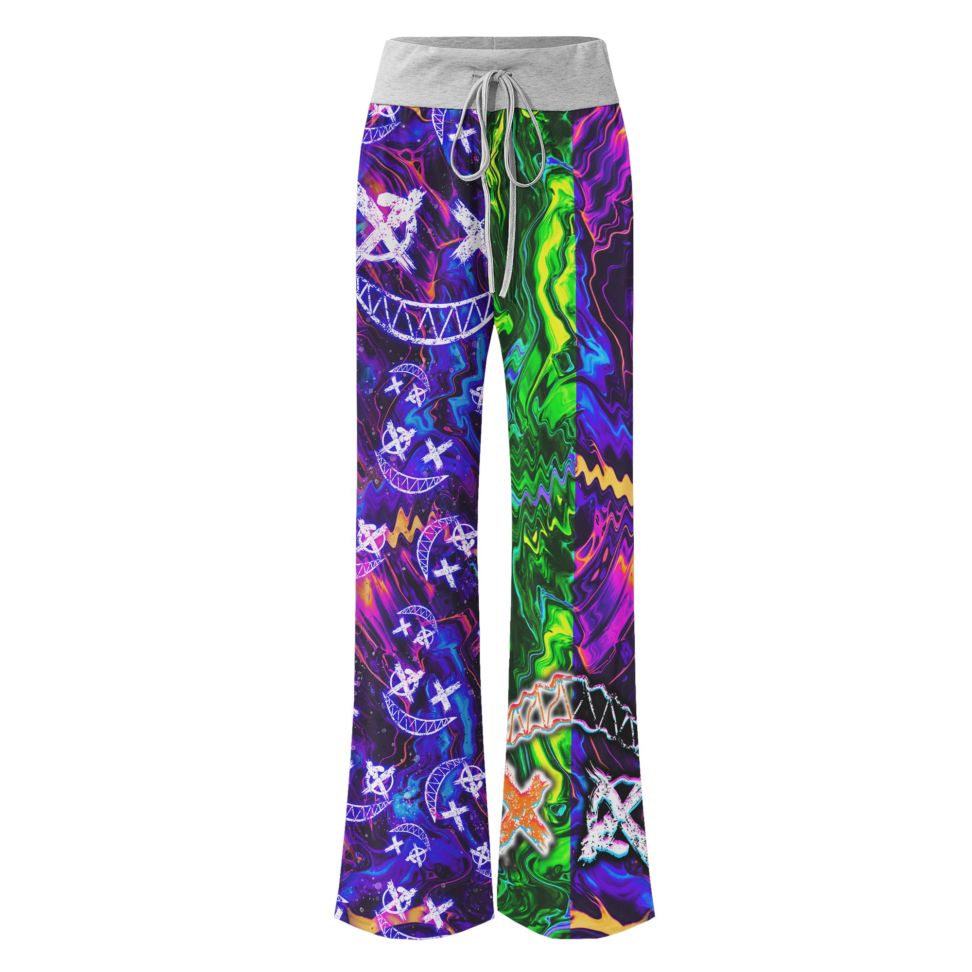 Emo Abstract Psychedelic Women's High-waisted Wide Leg Pants | Wonder Skull