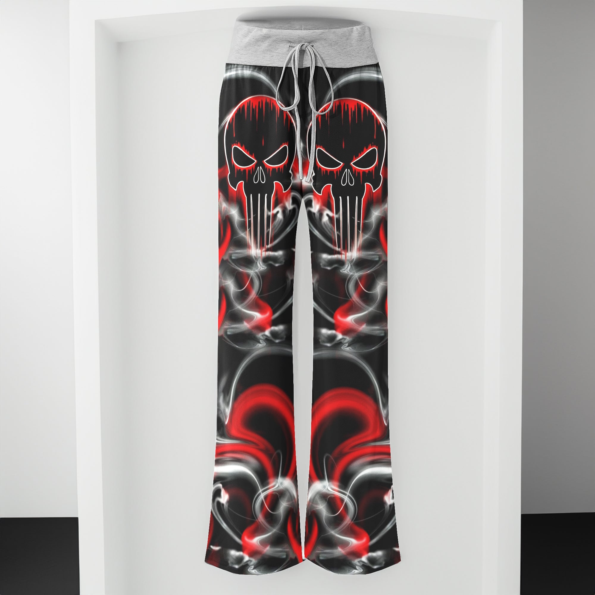 Abstract Swirl Skull Women's High-waisted Wide Leg Pants