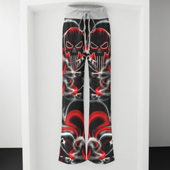 Abstract Swirl Skull Women's High-waisted Wide Leg Pants