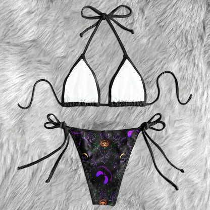 Gothic Halloween Damask Pattern Micro Triangle Bikini Swimsuit