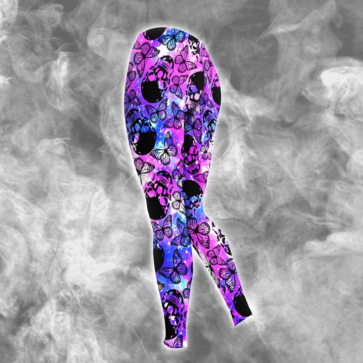 Purple Smoke Skull Butterfly Combo Hoodie and Leggings - Dark and edgy matching set with skull designs for a unique and stylish look.