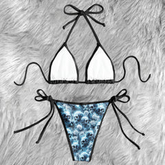 Ethereal Frost Skull Rose Micro Triangle Bikini Swimsuit