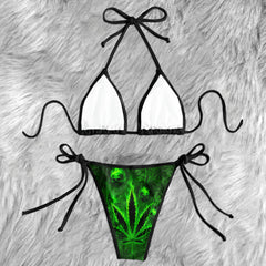 Neon Smoke Ghost Skull Micro Triangle Bikini Swimsuit
