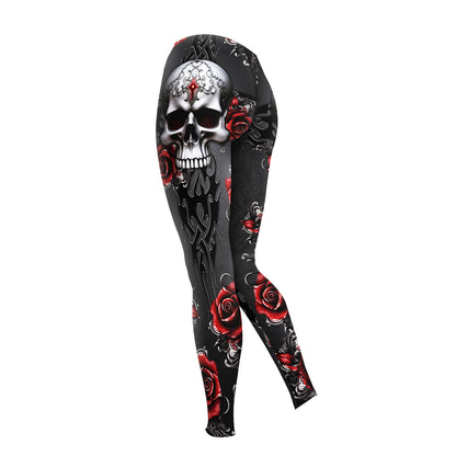 Skull Thorn Rose Gothic Combo Hoodie and Leggings - Dark and edgy matching set with skull designs for a unique and stylish look.