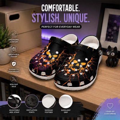Wonder Skull Lightweight Clog Sandals are designed for all-day comfort. Featuring breathable ventilation holes, a cushioned footbed, and a pivoting heel strap, these versatile unisex clogs are perfect for use at home, outdoors, or at work — whatever your profession may be.