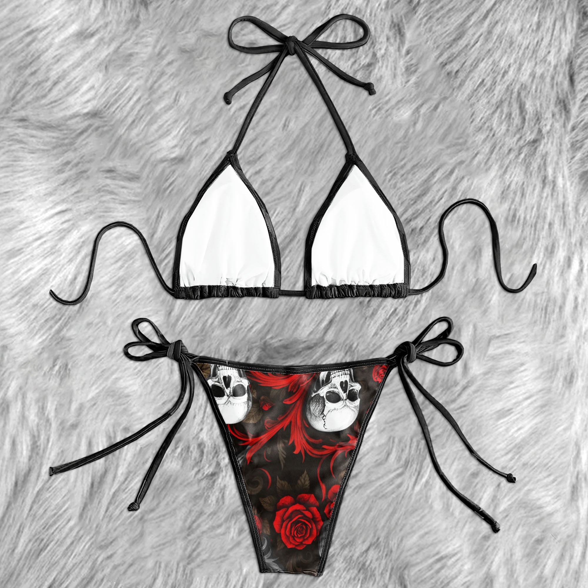 Blood Roses & Silent Skulls Micro Triangle Bikini Swimsuit