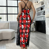 Red Black Check Board Theme Women's Lace Cami Sleepwear | Gothic, Punkrock, Lingerie for Women
