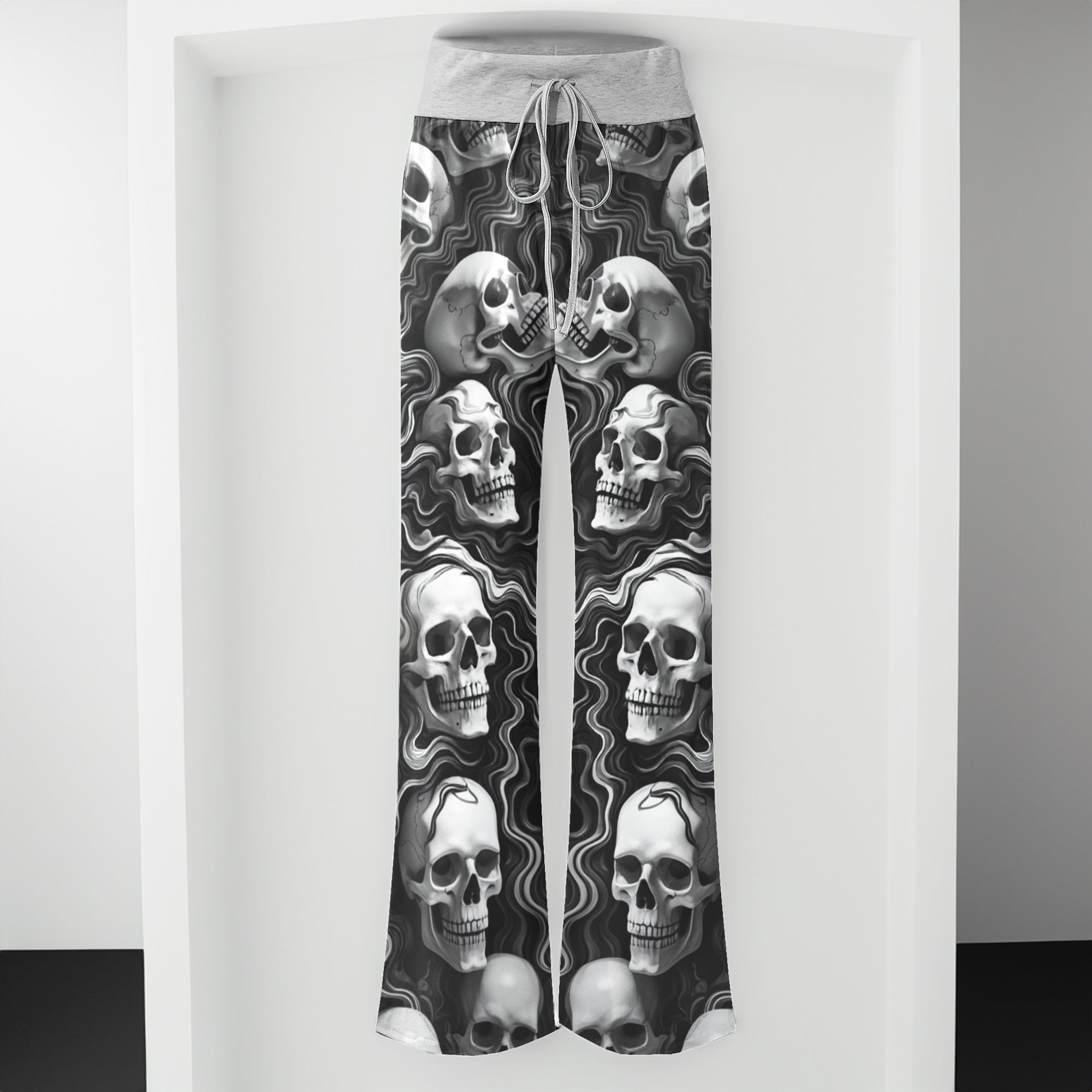 Skull Flow Pattern Women's High-waisted Wide Leg Pants