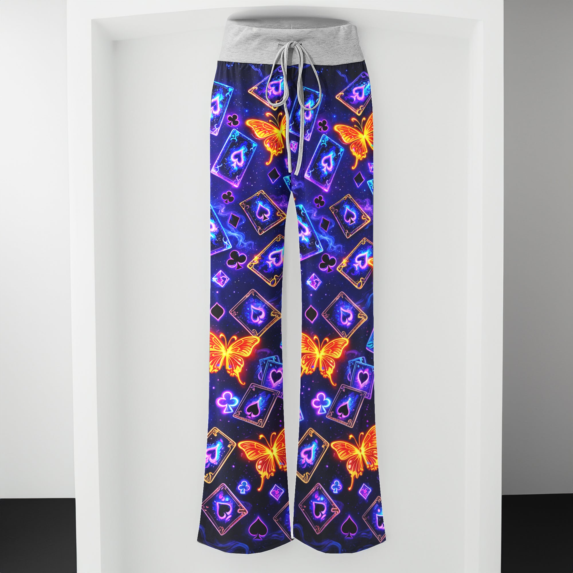 Neon Ethereal Butterfly Gamble Women's High-waisted Wide Leg Pants