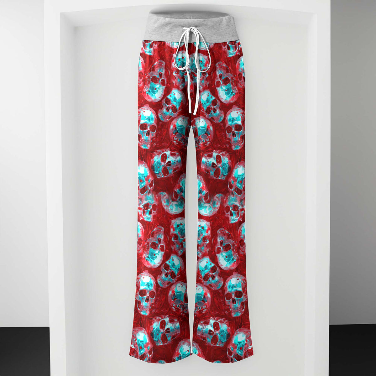 Neon Skull Crimson Chrome Women's High-waisted Wide Leg Pants