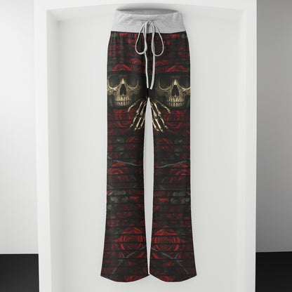Barbed Heart Skull Rose Women's High-waisted Wide Leg Pants