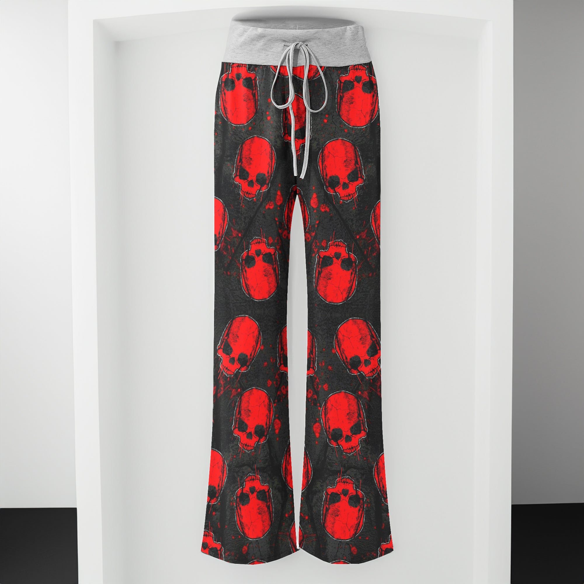 Dark Red Skull Forest Women's High-waisted Wide Leg Pants