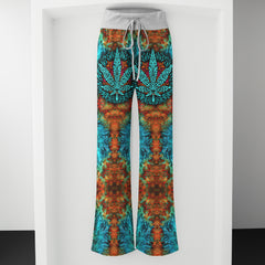 Abstract Leaf Artwork Women's High-waisted Wide Leg Pants