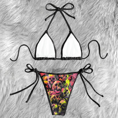 Skull Frenzy Artwork Micro Triangle Bikini Swimsuit