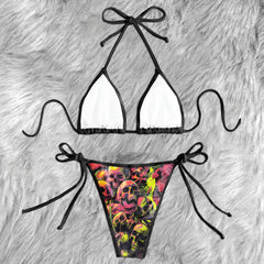 Skull Frenzy Artwork Micro Triangle Bikini Swimsuit