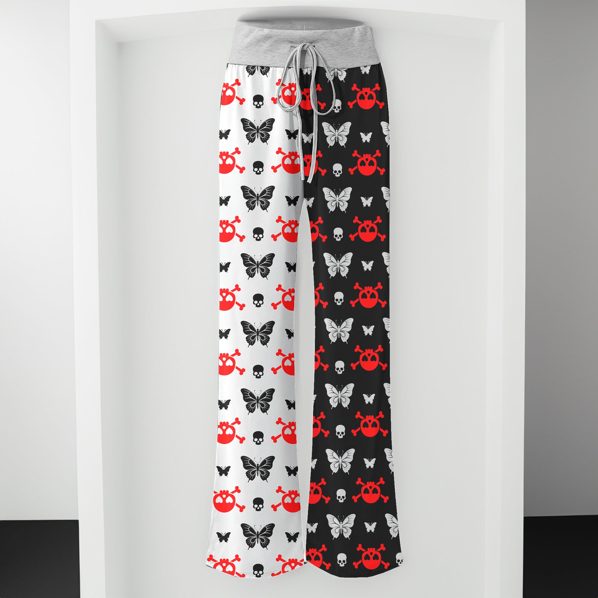 Dark Symmetry Crimson Flutter Women's High-waisted Wide Leg Pants