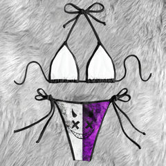 Purple Emoticon Smiley Micro Triangle Bikini Swimsuit - Wonder Skull