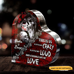 Bit Loud - Customized Skull Couple Crystal Heart Anniversary Gifts