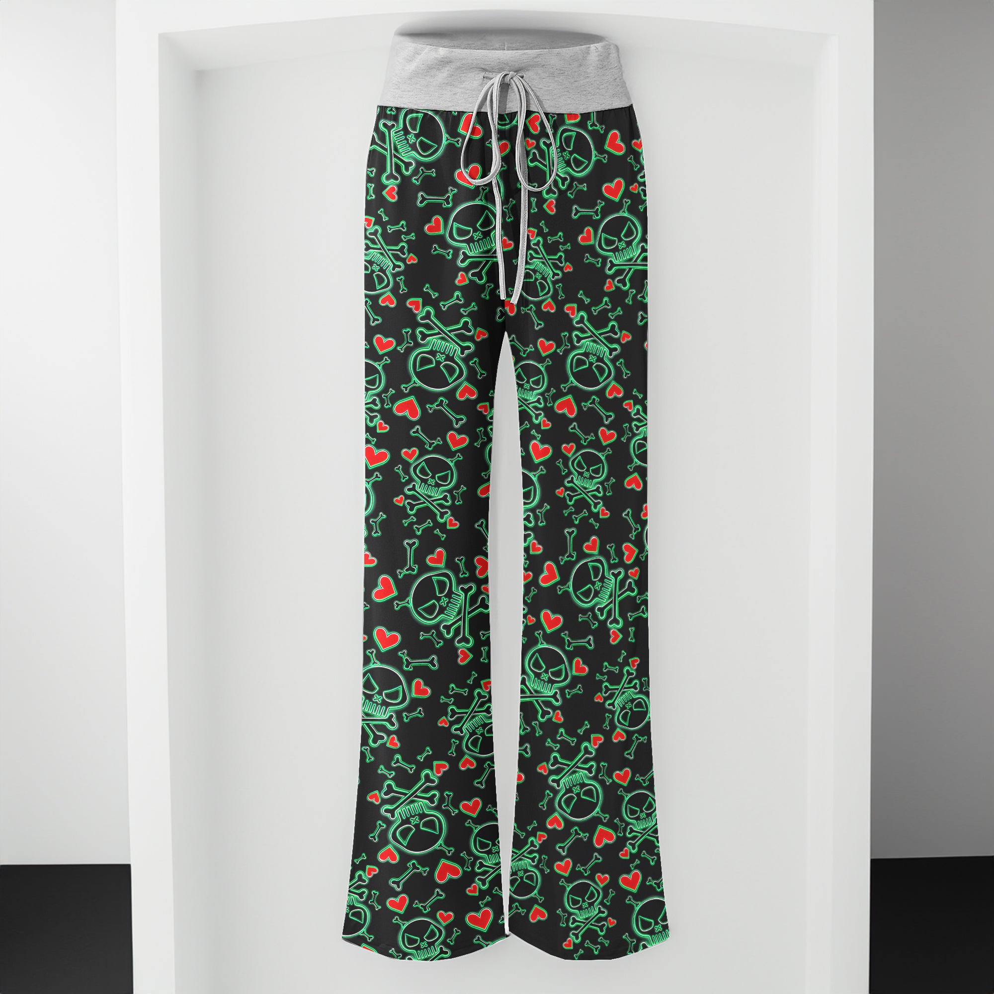 Gothic Glow Skull Rush Women's High-waisted Wide Leg Pants