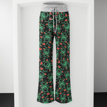 Gothic Glow Skull Rush Women's High-waisted Wide Leg Pants
