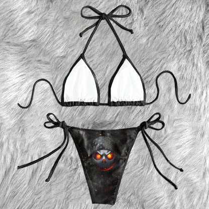Fiery Bandana Skull Art Micro Triangle Bikini Swimsuit