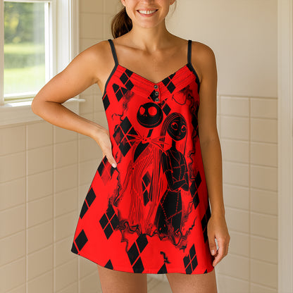 Dark Diamond Skeleton Art Short Cami Dress