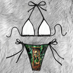 Green Skull Hourglass Micro Triangle Bikini Swimsuit - Wonder Skull