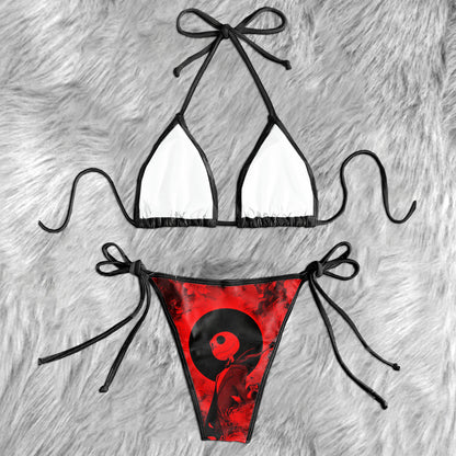 Red Skeleton Night Moon Micro Triangle Bikini Swimsuit