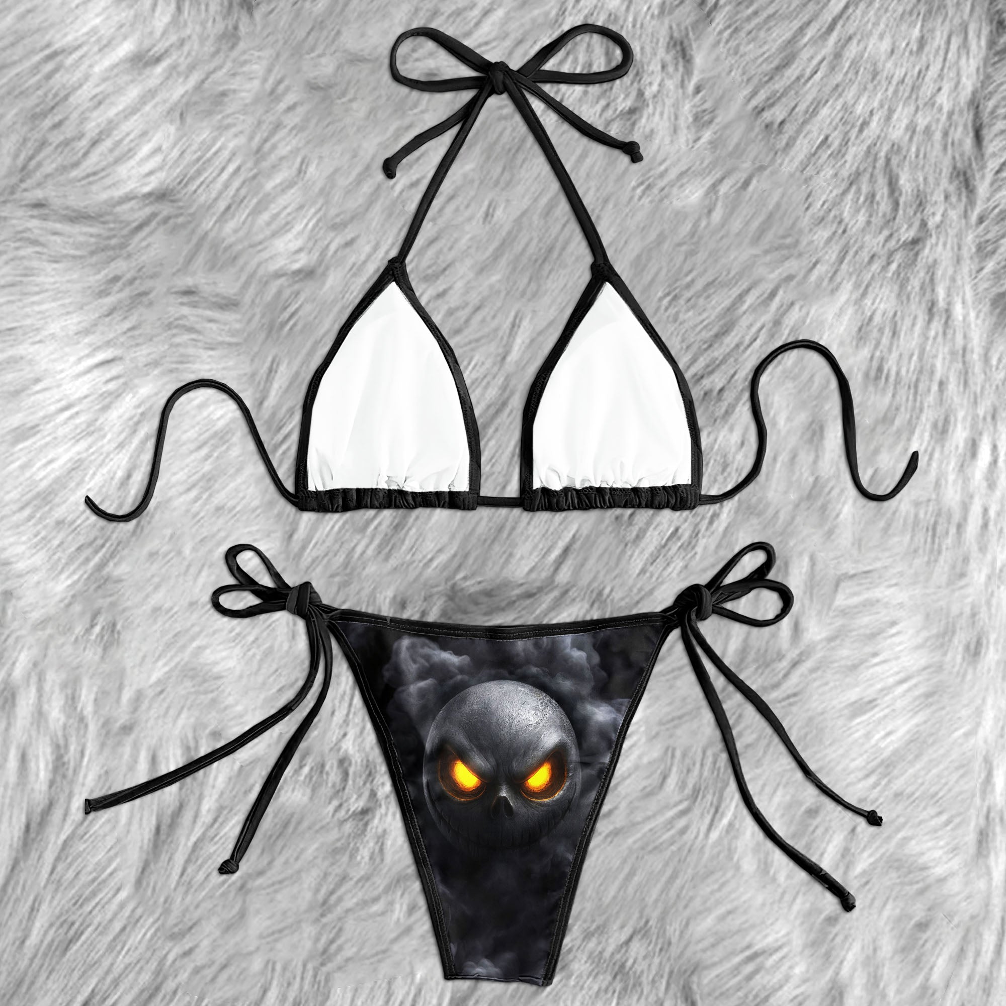 Infernal Smoke Skull Micro Triangle Bikini Swimsuit