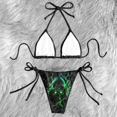 Green Thunder Grim Reaper Micro Triangle Bikini Swimsuit - Wonder Skull