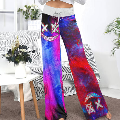 Purple Emo Abstract Women's High-waisted Wide Leg Pants | Wonder Skull