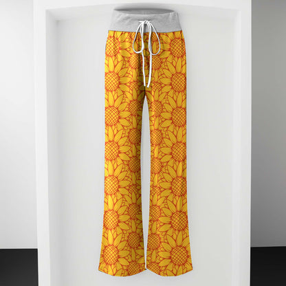 Vibrant Yellow Sunflower Women's High-waisted Wide Leg Pants