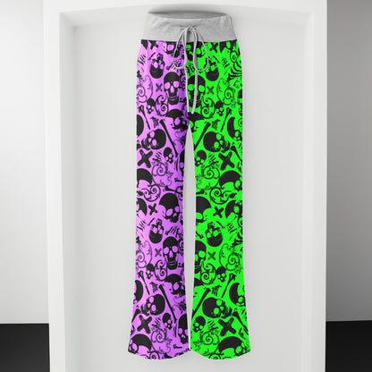 Radical Skull Graffiti Mix Women's High-waisted Wide Leg Pants