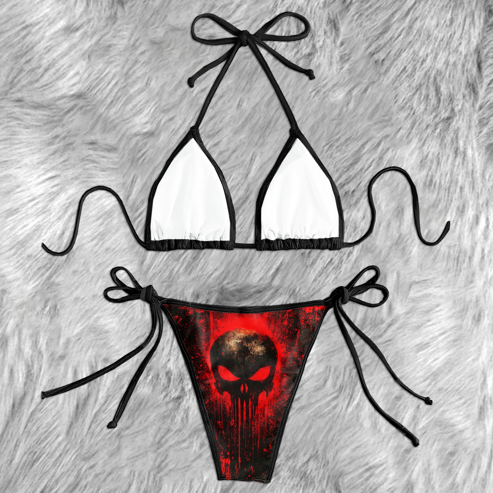 Shadow Skull Splatter Micro Triangle Bikini Swimsuit