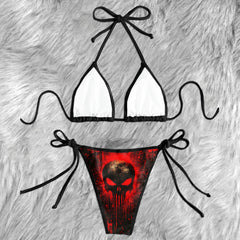 Shadow Skull Splatter Micro Triangle Bikini Swimsuit